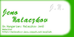 jeno malaczkov business card