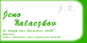 jeno malaczkov business card